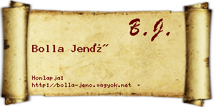 Bolla Jenő névjegykártya